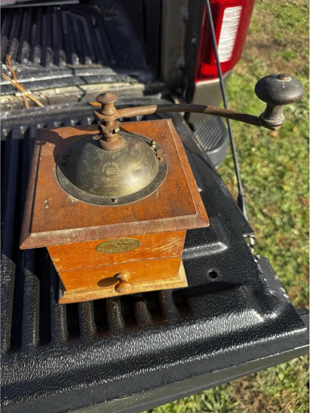 Peugeot Freres Coffee Grinder Antique Brass Top Valentigney France Mill